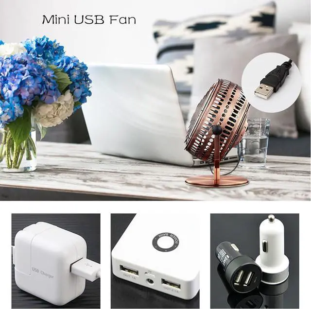 Alt view image 4 of 7 - USB-powered Cord with Motion Sensor UDB Fan Clip Type Office Desk Fan Automatic Compact fan for Traveling Computer 2 Air Volume Modes Lightweight Brushless Motor Customizable,Retro Brass