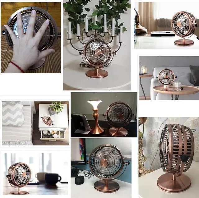 Alt view image 6 of 7 - USB-powered Cord with Motion Sensor UDB Fan Clip Type Office Desk Fan Automatic Compact fan for Traveling Computer 2 Air Volume Modes Lightweight Brushless Motor Customizable,Retro Brass