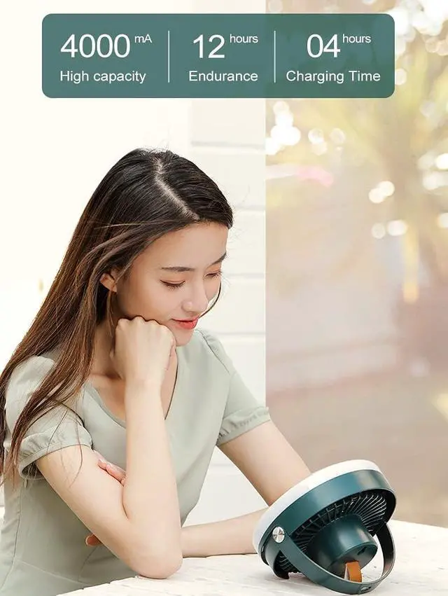 Alt view image 3 of 4 - MSX N2 Night Small Personal USB Desk Fan3 Speeds Table Fan Powered by USB7 Inch Portable Fan For Home Bedroom Car Outdoor Travel (atrovirens) (HND-N2)