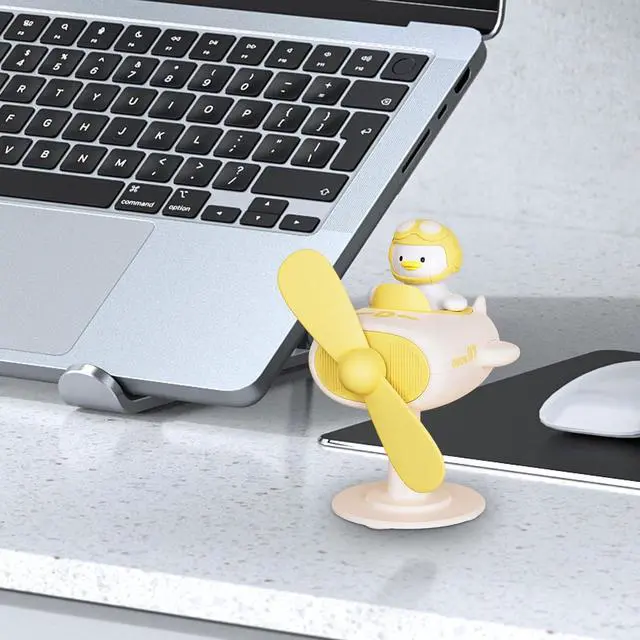 Alt view image 2 of 7 - USB Portable Fan Astronaut Shaped Desk Laptop Low Noise Funny Small Table Fan Personal Desk Fan for Dormitory Home Kitchen, Yellow