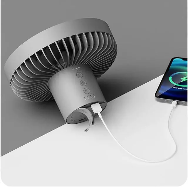 Alt view image 5 of 7 - Portable USB Tripod Fan Outdoor Camping Lighting Fan Multifunctional Rechargeable Mini Ceiling Fan for Home Desktop Tent,White