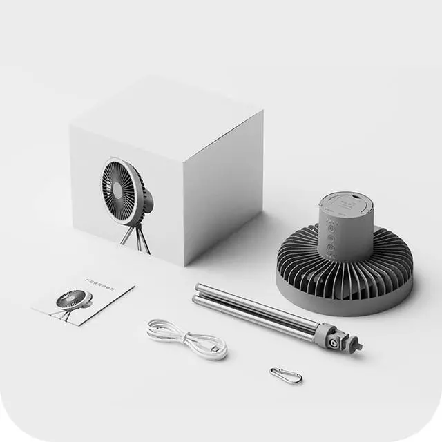 Alt view image 7 of 7 - Portable USB Tripod Fan Outdoor Camping Lighting Fan Multifunctional Rechargeable Mini Ceiling Fan for Home Desktop Tent,White