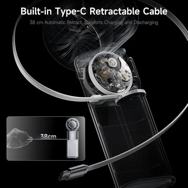 Alt view image 5 of 7 - Portable Handheld Turbo Fan with Ice Cooling, 9000mAh Rechargeable Personal Fan, 100-Speed Wind, Built-in Type-C Cable, LED Display,135° Tilt Foldable for Desk/Neck/Travel-White