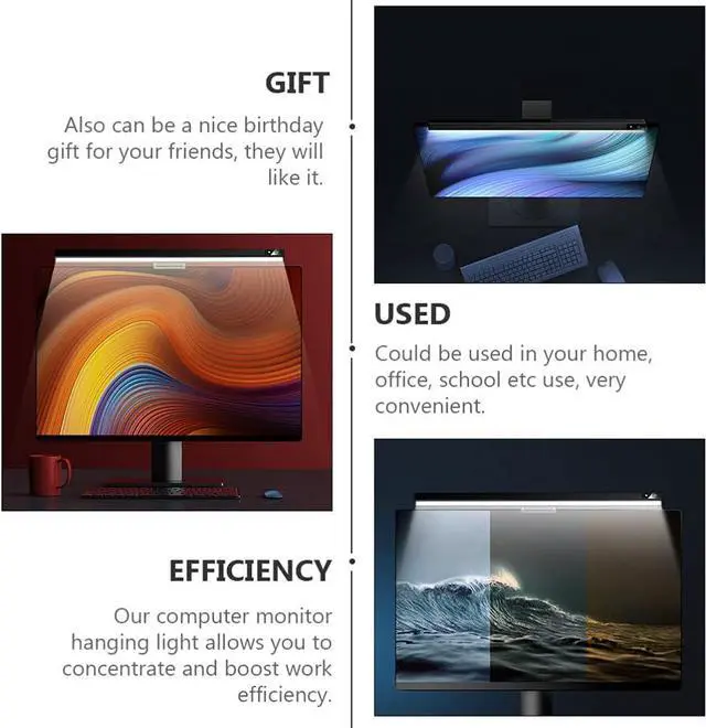 Alt view image 7 of 7 - 1pc USB Monitor Lamp Screen Light Bar for Computer Monitor Eye-Caring Reading Lamp Multiple Brightness Levels for Home Office