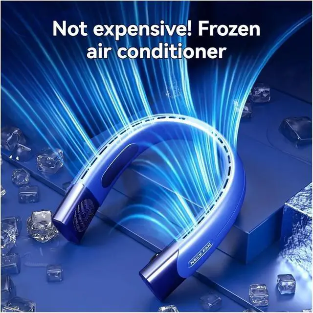 Alt view image 2 of 7 - Portable Neck Fan Wearable Air Conditioner USB Rechargeable Air Cooler 5 Speed Electric Fan Outdoor Ventilator 5000mAh(Blue)