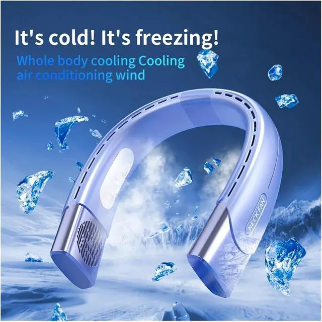 Alt view image 3 of 7 - Portable Neck Fan Wearable Air Conditioner USB Rechargeable Air Cooler 5 Speed Electric Fan Outdoor Ventilator 5000mAh(Blue)