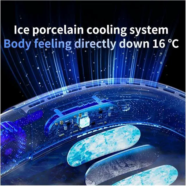 Alt view image 4 of 7 - Portable Neck Fan Wearable Air Conditioner USB Rechargeable Air Cooler 5 Speed Electric Fan Outdoor Ventilator 5000mAh(Blue)