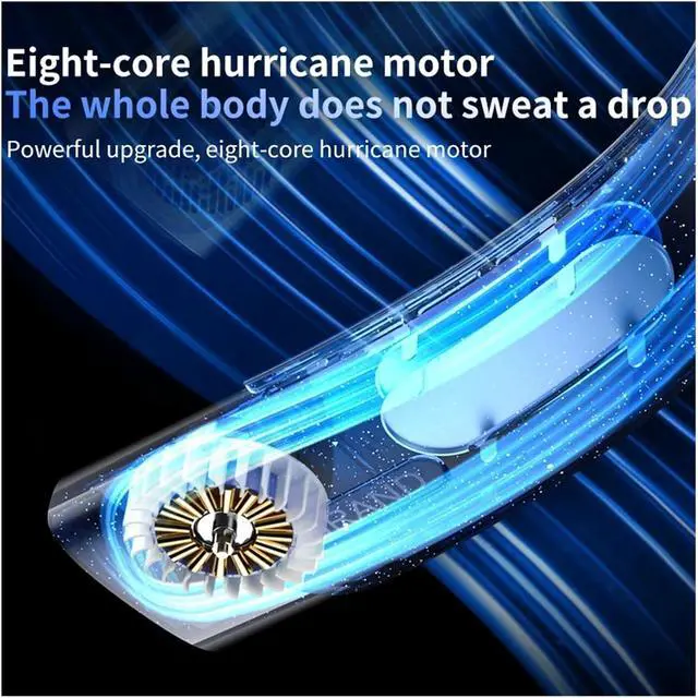 Alt view image 5 of 7 - Portable Neck Fan Wearable Air Conditioner USB Rechargeable Air Cooler 5 Speed Electric Fan Outdoor Ventilator 5000mAh(Blue)