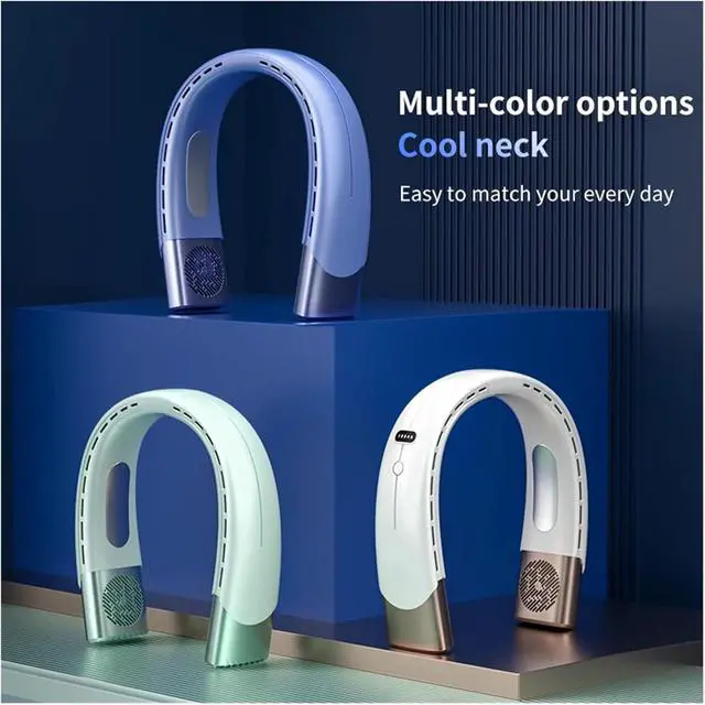 Alt view image 6 of 7 - Portable Neck Fan Wearable Air Conditioner USB Rechargeable Air Cooler 5 Speed Electric Fan Outdoor Ventilator 5000mAh(Blue)