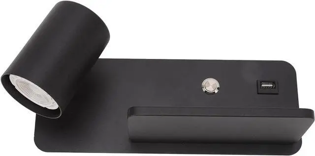 Main image of 85 to 265V Adjustable Lamp Holder USB Wall Light for Reading Study Bedside Hallway, Wireless Wall Light, Convenient USB Charging Interface Charging LED Lamp (Black Left)