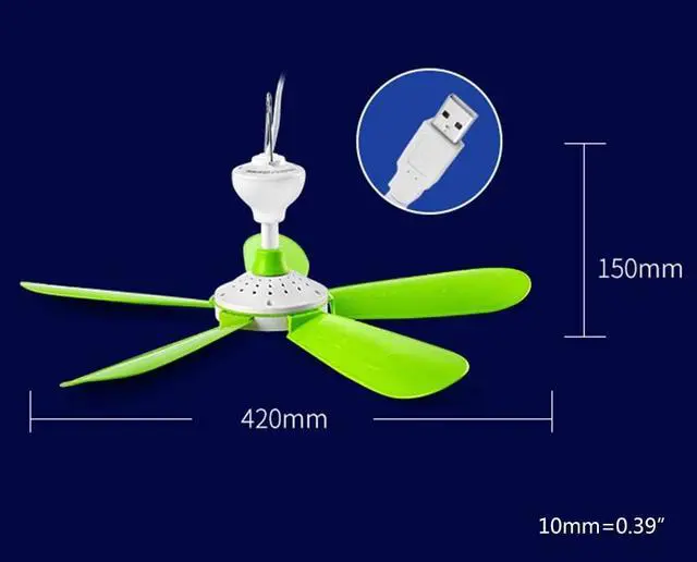 Alt view image 3 of 6 - DC5V 5W USB Adjustable Remote Control Timing Camping Fan 3 Gear Tent Ceiling Fan for Home Outdoor Bed/143