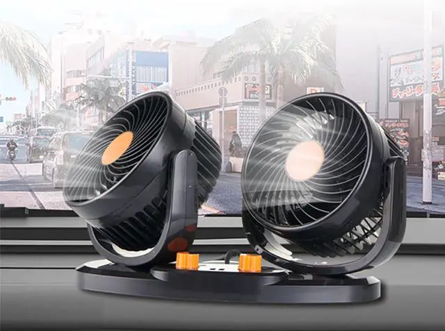 Alt view image 2 of 7 - USB Power Car Fan Multis Rotatable Double Head 3-Speed Dashboard ABS Three Speed Hot Day Cooling Fan