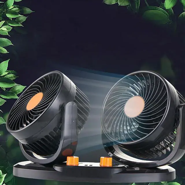 Alt view image 6 of 7 - USB Power Car Fan Multis Rotatable Double Head 3-Speed Dashboard ABS Three Speed Hot Day Cooling Fan