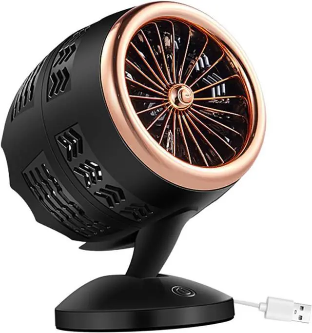 Alt view image 7 of 7 - ABOOFAN 2pcs Usb Mini Cooling Fan for Home Office Angle Low Noise Portable Desk Fan Usb Powered Golden