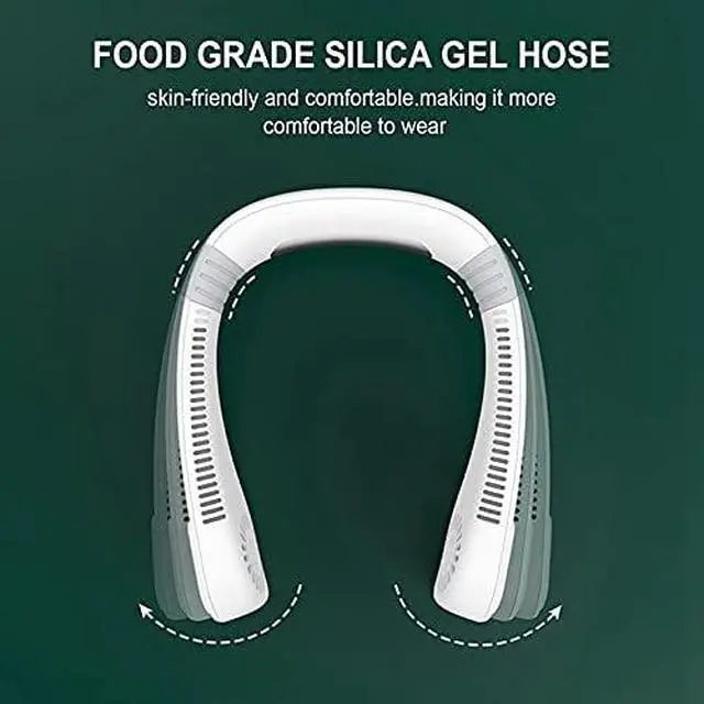 Alt view image 3 of 5 - With battery portable mini USB neck of ultra-quiet fan cooler without air conditioning fan leaf hanging neck 360 degrees lazy neck fan LightGreen