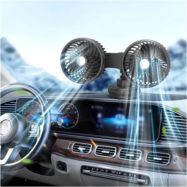 Alt view image 3 of 7 - 5V/12V/24V Car Fan - 360 Degree Rotation Mini Dual Head USB Charging Electric Vehicle Cooling Fan with 3 Speeds(Type C 5V)