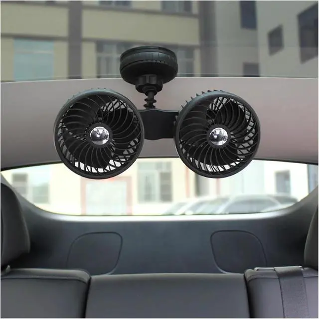 Alt view image 4 of 7 - 5V/12V/24V Car Fan - 360 Degree Rotation Mini Dual Head USB Charging Electric Vehicle Cooling Fan with 3 Speeds(Type C 5V)