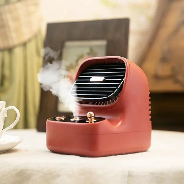 Alt view image 2 of 7 - Spray small fan retro usb charging small fan desktop cooling fan portable rechargeable small fan