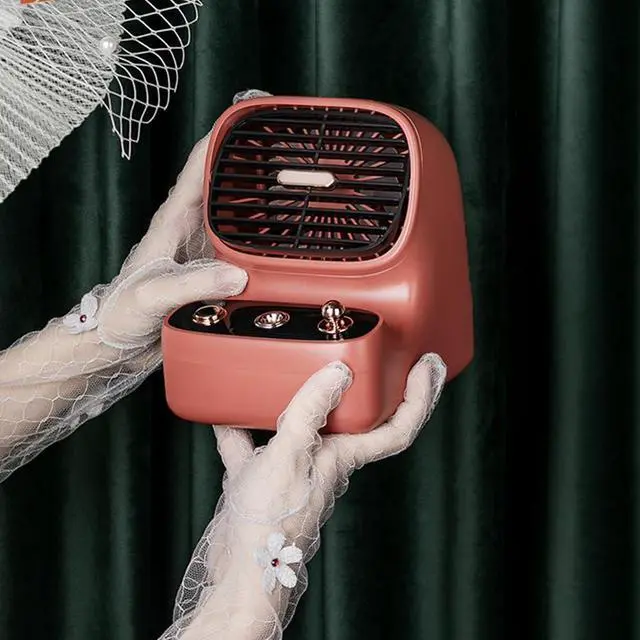 Alt view image 4 of 7 - Spray small fan retro usb charging small fan desktop cooling fan portable rechargeable small fan