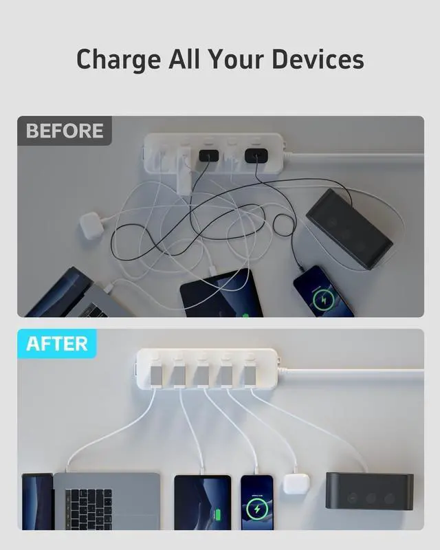 Alt view image 3 of 7 - Gitryin 1 Lightning and 3 Type-C Retractable Wall Charger and 8-in-1 Desktop Charging Station