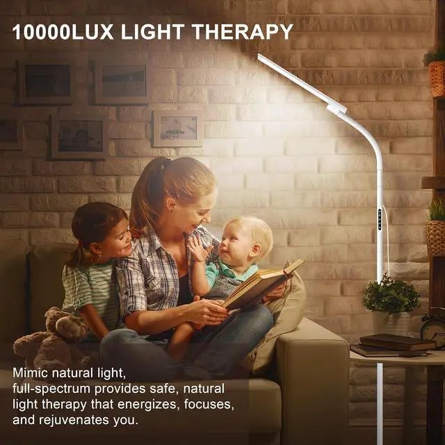Alt view image 2 of 7 - Light Therapy Lamp,10000 Lux Happy Therapy Light, Floor Sun Therapy Lamp with Remote & Touch Control & Adjustable Gooseneck for Reading/Office/Home