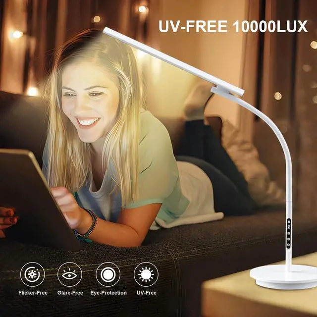 Alt view image 3 of 7 - Light Therapy Lamp,10000 Lux Happy Therapy Light, Floor Sun Therapy Lamp with Remote & Touch Control & Adjustable Gooseneck for Reading/Office/Home