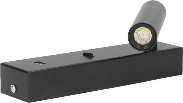 Alt view image 5 of 7 - LED Wall Lamp with USB Port, Minimalist Indoor Bedroom Reading Light, Wall Mounted and Rotatable - Adjustable Angle, Durable Aluminum, Convenient Charging for Devices