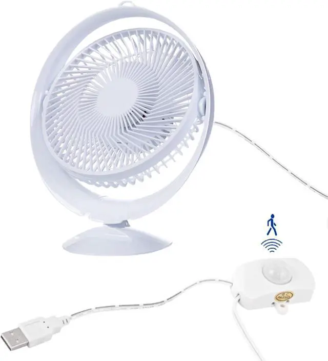 Main image of Kiven Small Personal USB Desk Fan - Portable Fans with IR Sensor, Quiet Operation and 360°Air Supply,Adjustable Angle Bedside Table Fan for Office,Bedroom,pets fan,Car Outdoor Travel(White)