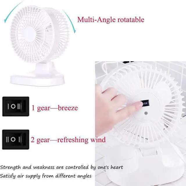 Alt view image 3 of 5 - Kiven USB Desk Fans with Remote Control,6-in Mini Fans,Adjustable Desktop Table Cooling Fan in Single Button,Rotation Strong Wind,Quiet Personal Mini Fan for Home Desktop Office Travel(White)