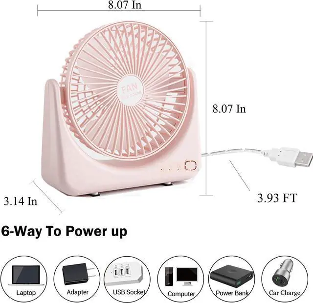 Alt view image 3 of 5 - Kiven USB Desk Fan with Motion Sensor,Small But Powerful,Portable Quiet Wind Desktop Personal Fan,Adjustment Mini Fan for Better Cooling,Home Office Car Indoor OutdoorPink