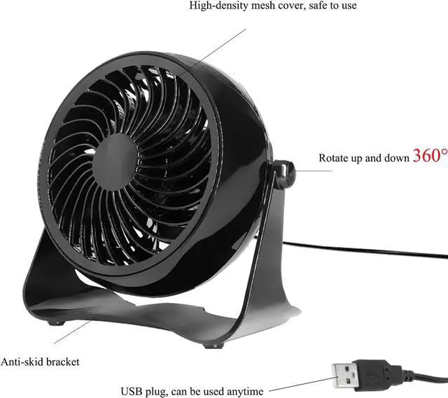 Alt view image 4 of 5 - Kiven USB Desk Fan With Motion Sensor, 5.7INCH Mini Fan,360°Adjustable Desktop Table Cooling Fan in Single Button, Rotation Strong Wind, Quiet Personal Mini Fan for Home Desktop Office TravelBlack