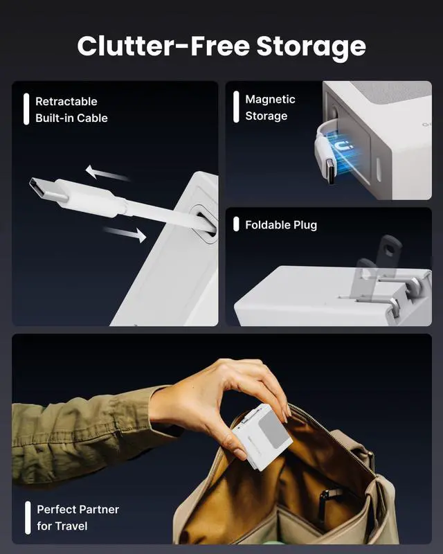 Alt view image 5 of 7 - Gitryin 1 Lightning Retractable Wall Charger, 1 Type-C Retractable Wall Charger and 10-in-1 Desktop Charging Station with 2 Type-C Retractable Wall Chargers