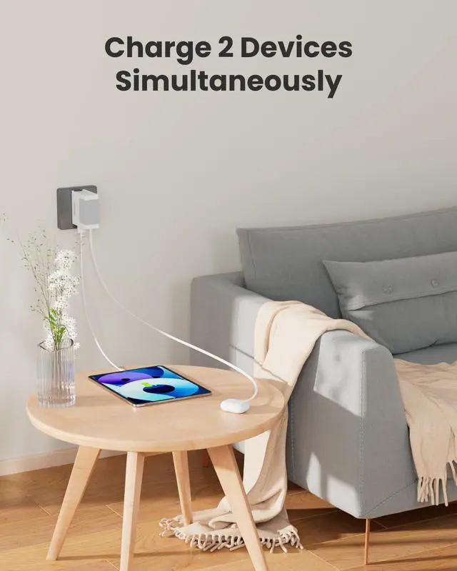 Alt view image 6 of 7 - Gitryin 1 Lightning Retractable Wall Charger, 1 Type-C Retractable Wall Charger and 10-in-1 Desktop Charging Station with 2 Type-C Retractable Wall Chargers