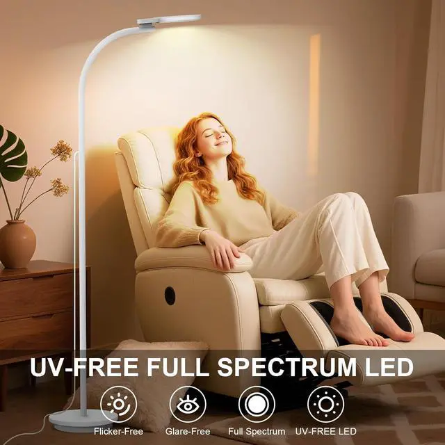 Alt view image 4 of 7 - Light Therapy Lamp, LED 10000 Lux Floor Happy Therapy Light, UV-Free Sun Lamp with 5 Brightness & 5 Color Temperatures, 3 Heights for Apartment/Office/Home