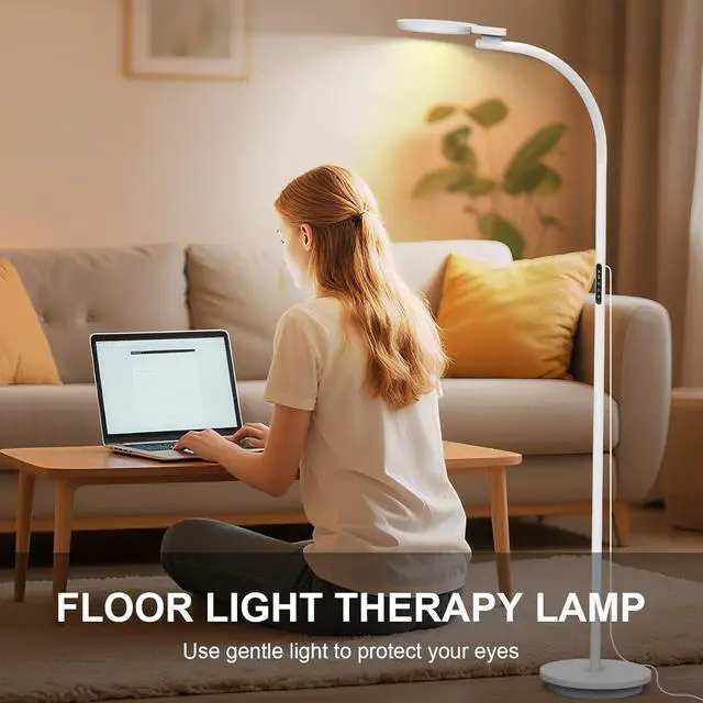 Alt view image 5 of 7 - Light Therapy Lamp, LED 10000 Lux Floor Happy Therapy Light, UV-Free Sun Lamp with 5 Brightness & 5 Color Temperatures, 3 Heights for Apartment/Office/Home