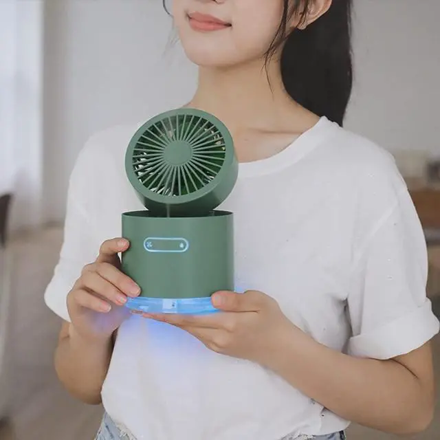 Alt view image 2 of 7 - Small Pocket Fan Desktop Fan 3 Speed Multi-Purpose Portable USB for Outdoor Activity, Home, Office with and LED (Color : White) (Pink)