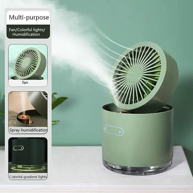 Alt view image 6 of 7 - Small Pocket Fan Desktop Fan 3 Speed Multi-Purpose Portable USB for Outdoor Activity, Home, Office with and LED (Color : White) (Pink)