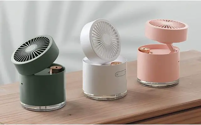 Alt view image 7 of 7 - Small Pocket Fan Desktop Fan 3 Speed Multi-Purpose Portable USB for Outdoor Activity, Home, Office with and LED (Color : White) (Pink)