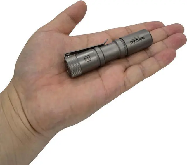 Main image of Manker E05 II High Density 800 Lumens High Output EDC Flashlight White LED Emitters, Eeay to Carry, for Camping, Hiking (Titanium - Bead Blasted 4000K Cool White)