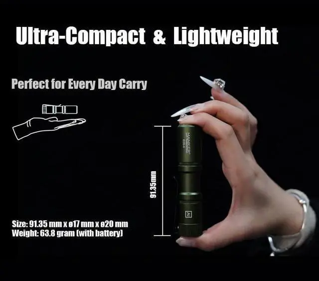 Alt view image 2 of 7 - Manker E05 II High Density 800 Lumens High Output EDC Flashlight White LED Emitters, Eeay to Carry, for Camping, Hiking (Titanium - Bead Blasted 4000K Cool White)
