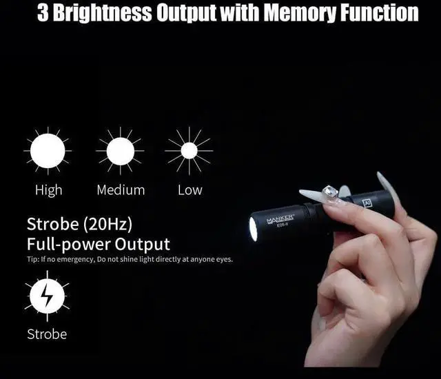 Alt view image 3 of 7 - Manker E05 II High Density 800 Lumens High Output EDC Flashlight White LED Emitters, Eeay to Carry, for Camping, Hiking (Titanium - Bead Blasted 4000K Cool White)