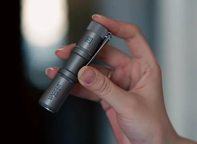 Alt view image 5 of 7 - Manker E05 II High Density 800 Lumens High Output EDC Flashlight White LED Emitters, Eeay to Carry, for Camping, Hiking (Titanium - Bead Blasted 4000K Cool White)