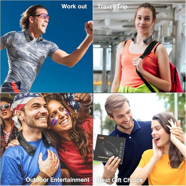 Alt view image 6 of 6 - COMLIFE Neck Air Conditioner, 3-Speed Portable Neck Fan with Ice Cooler, 5000mAh Rechargeable Battery Operated Personal Air Conditioner, Hands-Free Bladeless Neck Fan for Sports Travel Outdoor Indoor