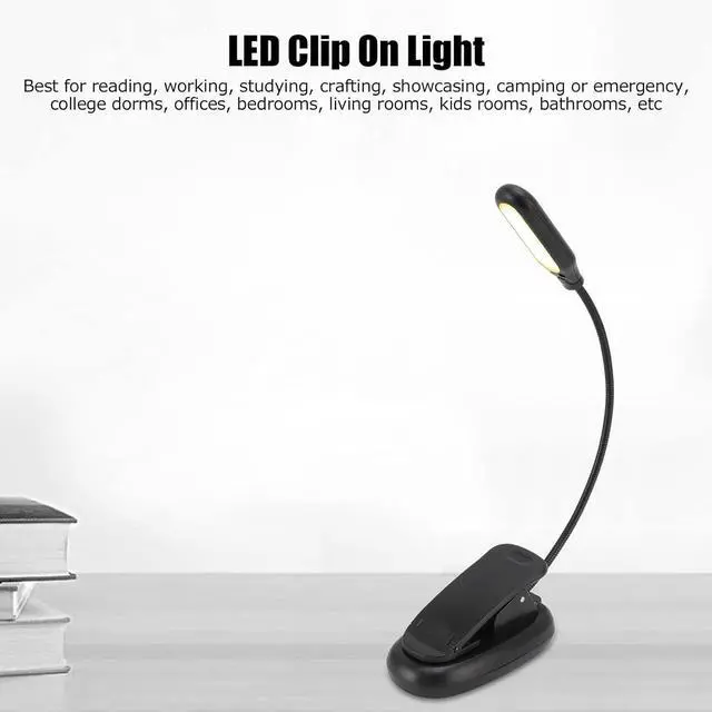 Alt view image 3 of 7 - LED Reading Clip On Light Eye 5LEDs 360° Gooseneck Flexible 3 Color USB Rechargeable Top Button Control for Studying University Dormitory Office Bedroom