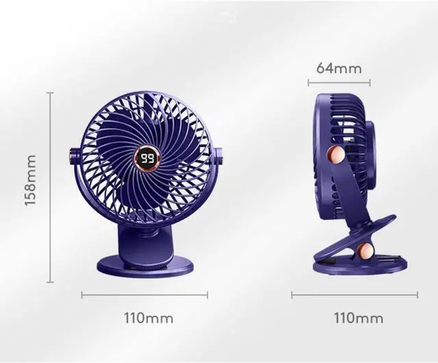 Alt view image 7 of 7 - USB Fans USB Small Fan, Portable Portable Desktop Mute, Clip-on Fan, Suitable for Student Dormitory Office Car (Color : Blue, Size : 11x11x15.8cm)