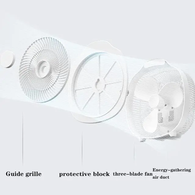 Alt view image 6 of 7 - USB Fans Small Electric Fan, Silent Big Wind Turning Page Fan, Home Bed Student Dormitory Office Desk Fan 3m Extension Cord (Color : White, Size : 22 * 24 * 11cm)