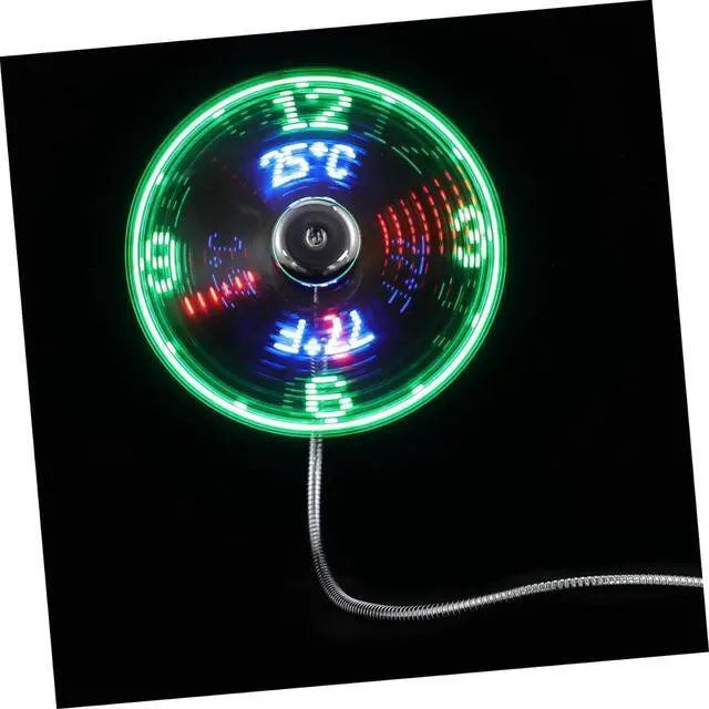 Alt view image 2 of 7 - Tofficu 4pcs USB LED Clock Fan with Temperature Display Portable Cooling Mini USB Gooseneck Fan for Home Office Use Flexible Material All Occasions