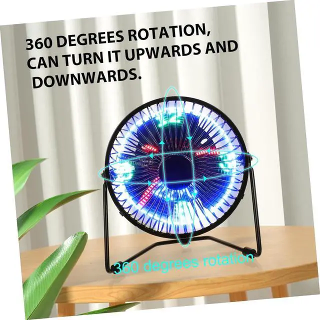 Alt view image 3 of 3 - Gatuida Mini Desktop USB Clock Fan with LED Message and Temperature Display Portable Metal Frame Motor Rotation Quiet Cooling for Office and Home Use