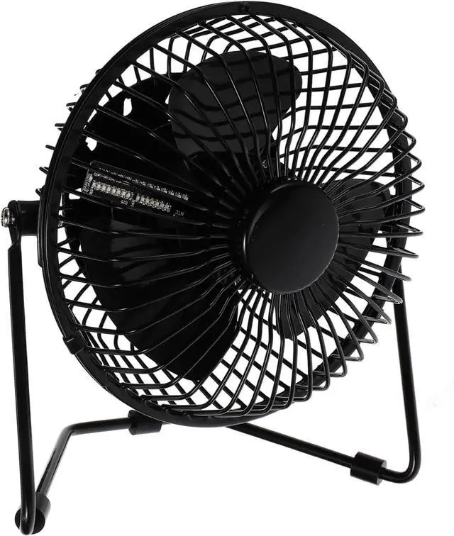 Main image of Gatuida Mini Desktop USB Clock Fan with LED Message and Temperature Display Portable Metal Frame Motor Rotation Quiet Cooling for Office and Home Use