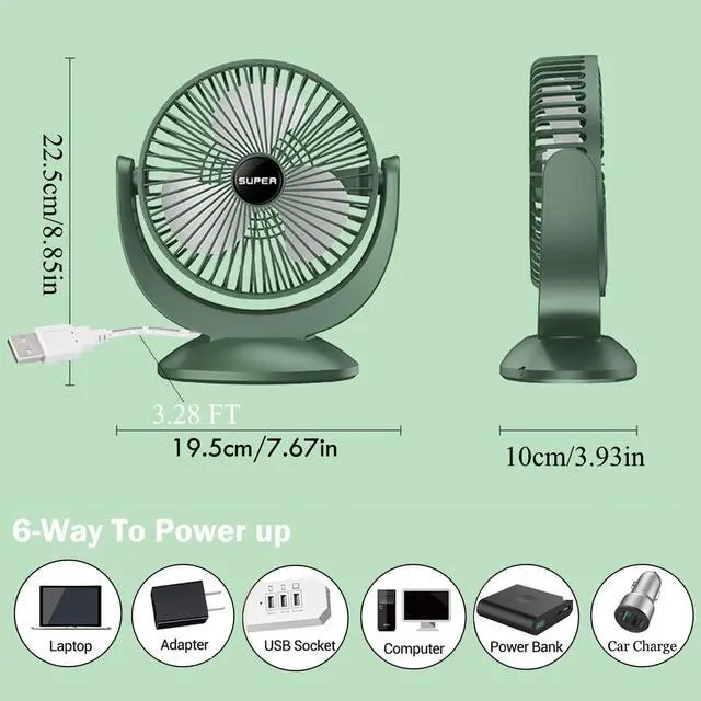 Alt view image 2 of 6 - Kiven USB Desk Fan Small Table Fan with Motion Sensor,Quiet Operation Portable Fan Adjustable Strong Airflow Mini Personal Fan for Home Office Bedroom Table and Desktop Car Outdoor Travel